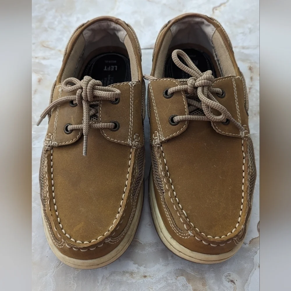 Margaritaville Men Lace Up Boat Shoes Brown Leather Casual Deck Loafer 8…